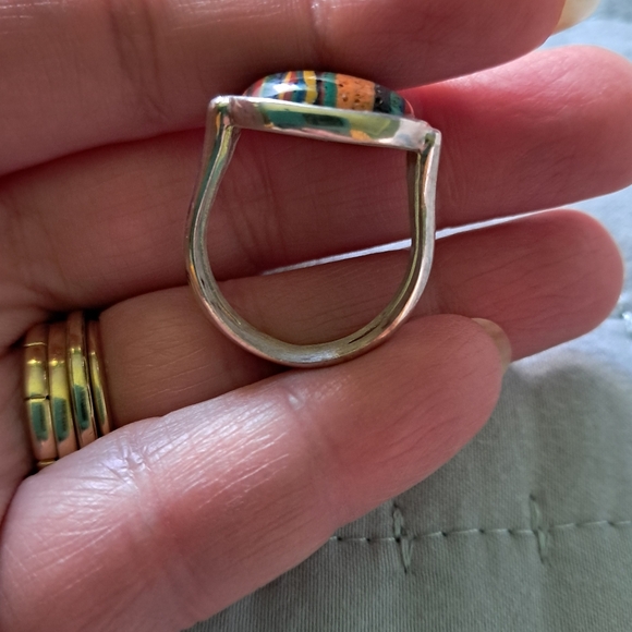 Sterling Silver JAY KING DTR Rainbow Calsilica Cabochon Square Ring Size 9 - Picture 12 of 12